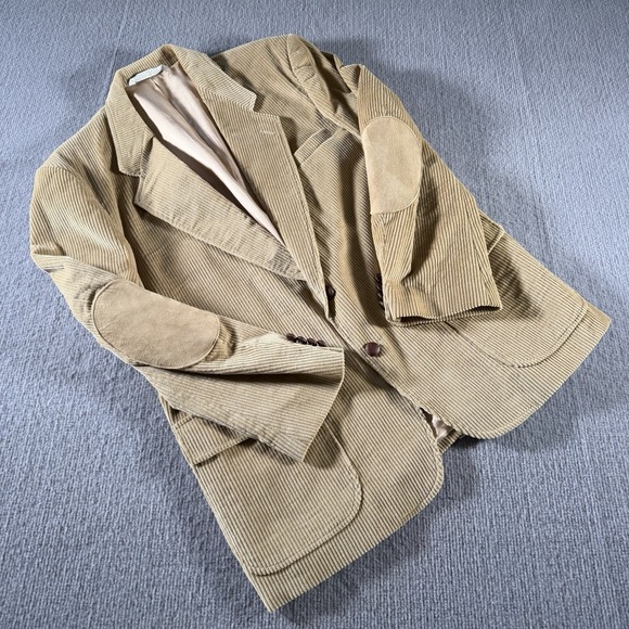 Lands' End Other - Vintage Land's End Corduroy Cotton Blazer Tan Elbow‎ Pads 43R NWT VTG